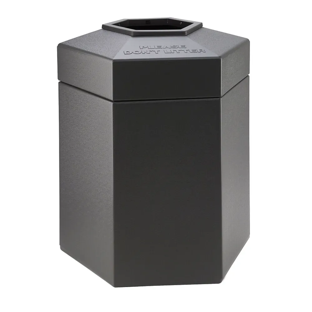 Products PolyTec Series Hexagon Trash Can, Charcoal, 45 Gal. (737224)<Commercial Zone Sale
