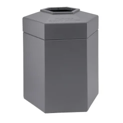 Products® PolyTec Series 45gal Hex Waste Container, Gray (737203)<Commercial Zone Best