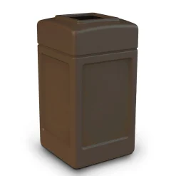 Products® PolyTec Series 42gal Square Trash Can, Brown (732137)<Commercial Zone New