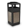 Products® 42gal Square StoneTec® Trash Can with Ashtray Dome Lid; Black with Riverstone Panels (72055299)<Commercial Zone Online