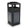 Products® 42gal Square StoneTec® Trash Can with Ashtray Dome Lid, Black/Pepperstone Panels (72051399)<Commercial Zone Hot