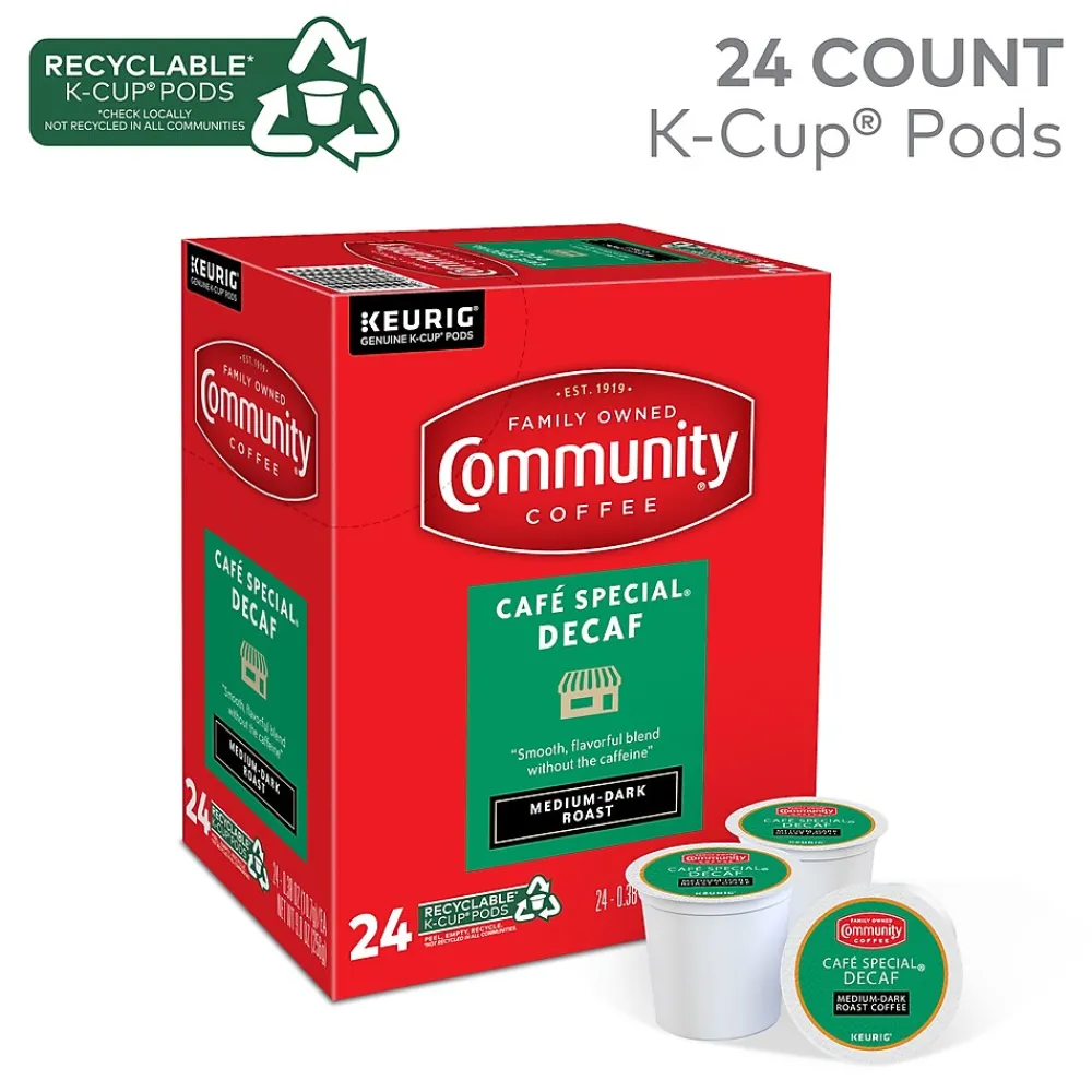 Community Coffee Cafe Special Decaf Coffee Keurig® K-Cup® Pods, Medium Dark Roast, 24/Box (5000374327)