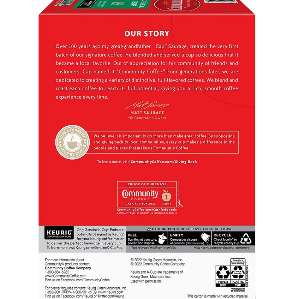 Community Coffee Cafe Special Decaf Coffee Keurig® K-Cup® Pods, Medium Dark Roast, 24/Box (5000374327)