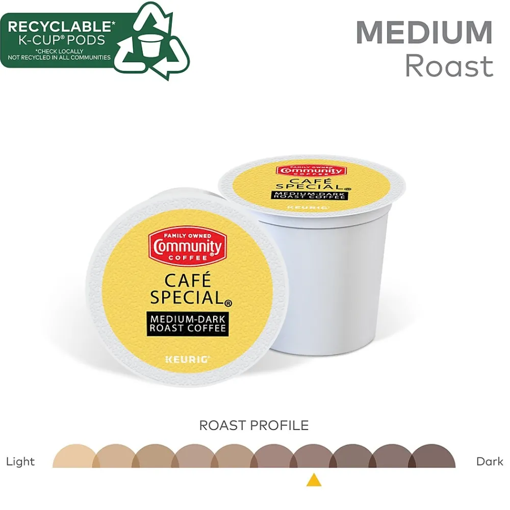 Community Coffee Cafe Special Coffee, Keurig K-Cup Pod, Medium-Dark Roast, 96/Carton (5000374325CT)