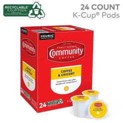 Community Coffee Chicory Coffee Keurig® K-Cup® Pods, Medium Dark Roast, 24/Box (5000374326)