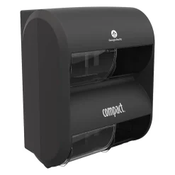 Compact® 4-Roll Quad Coreless Toilet Paper Dispenser by GP PRO, Black, 11.750” W x 6.900” D x 13.250” H (56744B)<Georgia-Pacific New