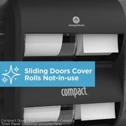 Compact® 4-Roll Quad Coreless Toilet Paper Dispenser by GP PRO, Black, 11.750” W x 6.900” D x 13.250” H (56744B)<Georgia-Pacific New