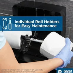 Compact® 4-Roll Quad Coreless Toilet Paper Dispenser by GP PRO, Black, 11.750” W x 6.900” D x 13.250” H (56744B)<Georgia-Pacific New