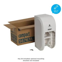Compact 2-Roll Vertical Coreless Toilet Paper Dispenser by GP PRO, White (56767A)<Georgia-Pacific