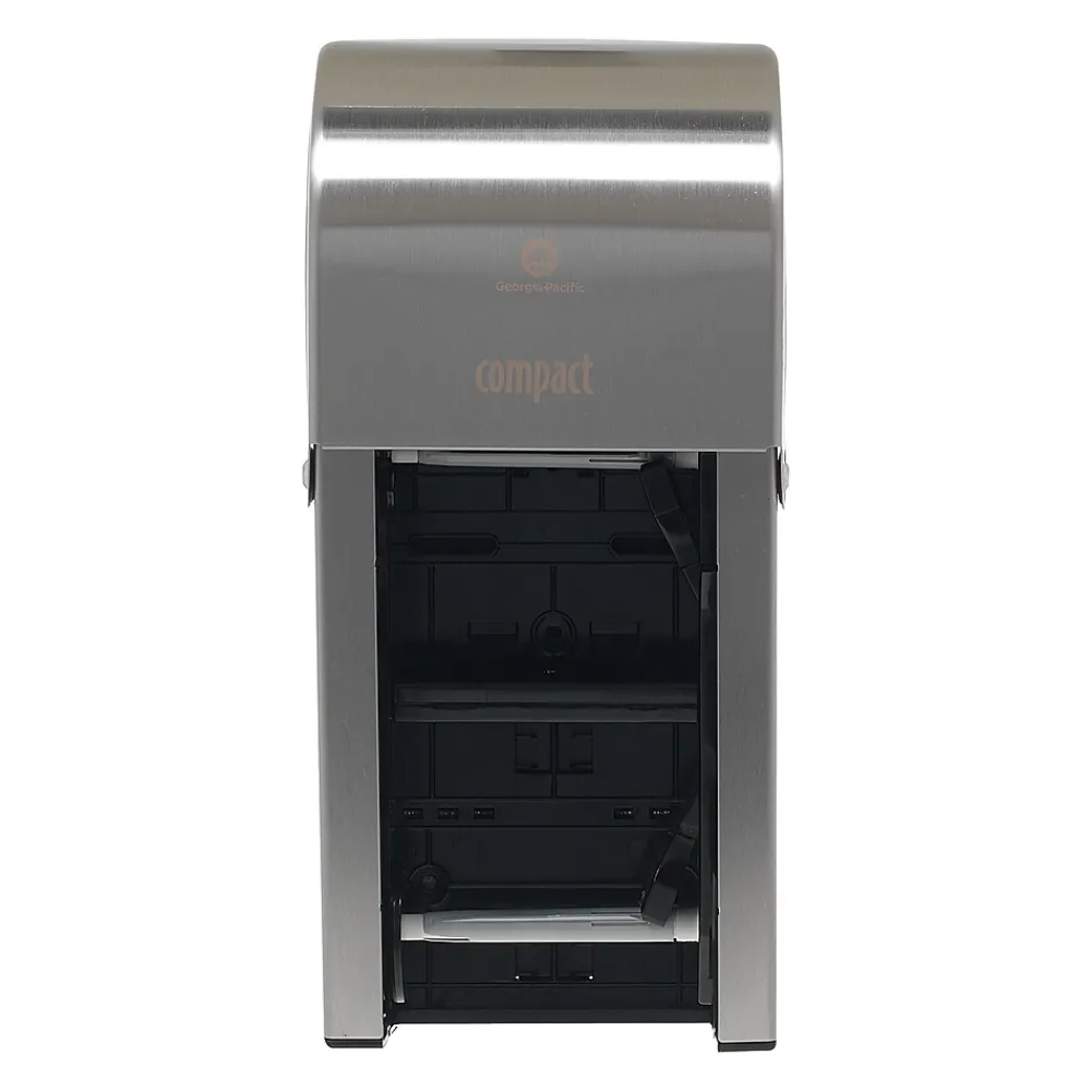 Compact 2-Roll Vertical Coreless Toilet Paper Dispenser by GP PRO, Stainless (56782)<Georgia-Pacific Clearance
