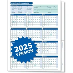 Hr Forms*ComplyRight 2025 Attendance Calendar File Folder, 25 Forms/Pack (A3050)