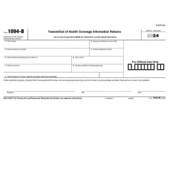 Tax Forms*ComplyRight 2024 1094-B Tax Form, 1-Part, White/Black, 50/Pack (1094BT50)