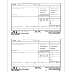 Tax Forms*ComplyRight 2024 W-2 Tax Form, 1-Part, 2-Up, Employer Copy D, 50/Pack (520450)