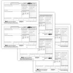 Tax Forms*ComplyRight 2024 W-2 Tax Form Recipient Copy Only, 5-Part, 2-Up, Copy B, C/2, D/1, 50/Pack (5648)