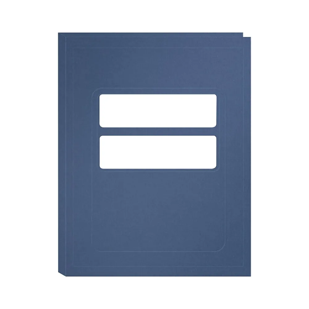 Pocket Folders|ComplyRight Double-Window Tax Presentation Folder, Midnight Blue, 50/Pack (FMB32)
