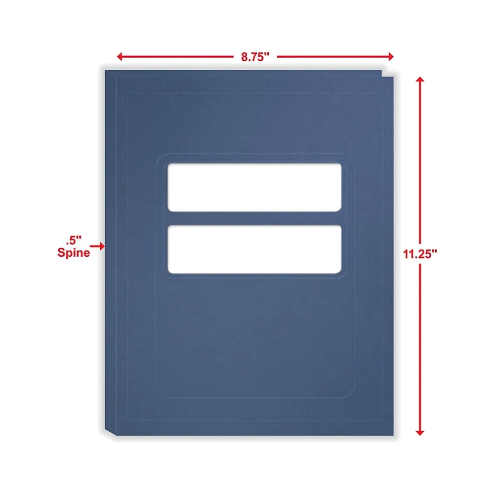 Pocket Folders|ComplyRight Double-Window Tax Presentation Folder, Midnight Blue, 50/Pack (FMB32)