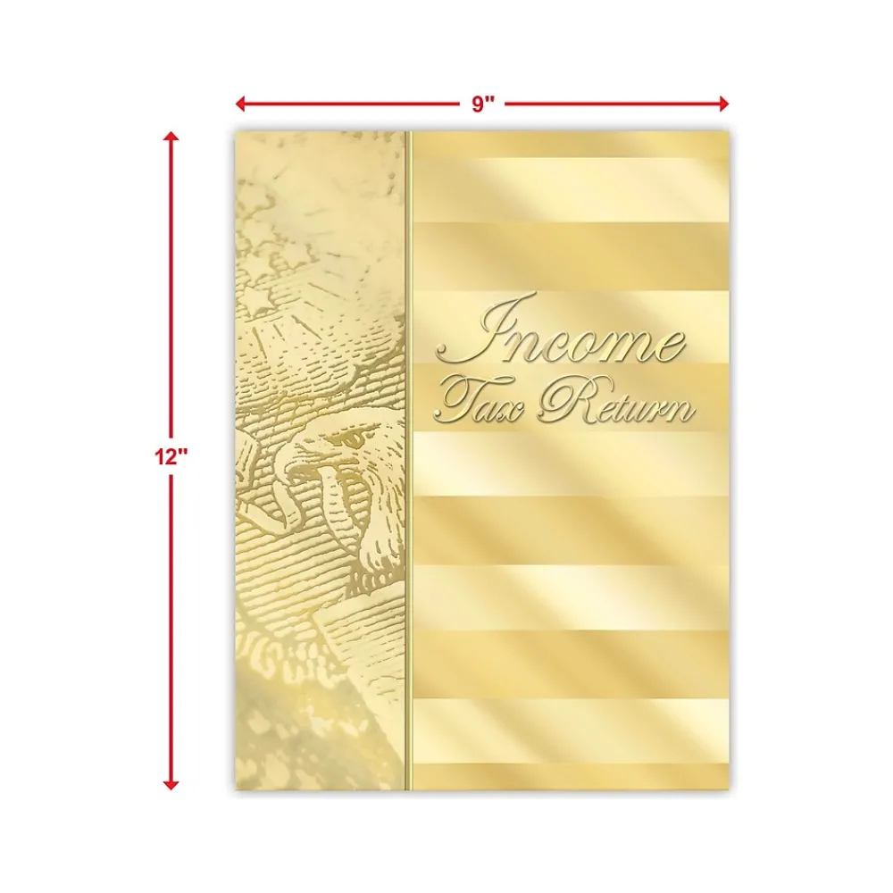 Pocket Folders|ComplyRight Income Tax Return Presentation Folder, Gold, 50/Pack (GSF10)