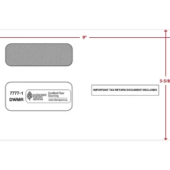Clearance ComplyRight Moistenable Glue Security Tinted Double Window Tax Envelopes, 5 5/8" x 9", 50/Pack (1095CENV50)