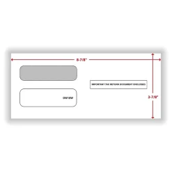 Clearance ComplyRight Moistenable Glue Security Tinted Double-Window Tax Envelopes, 3 7/8" x 8 3/8", 50/Pack (DW19W)