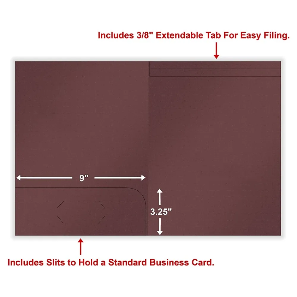 Pocket Folders|ComplyRight 1-Pocket Tax Presentation Folder, Burgundy, 50/Pack (PBF24)