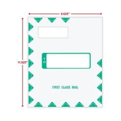 New ComplyRight Self-Seal Tax Envelope, 11.63" x 9.63", White/Green, 50/Pack (PEV48)
