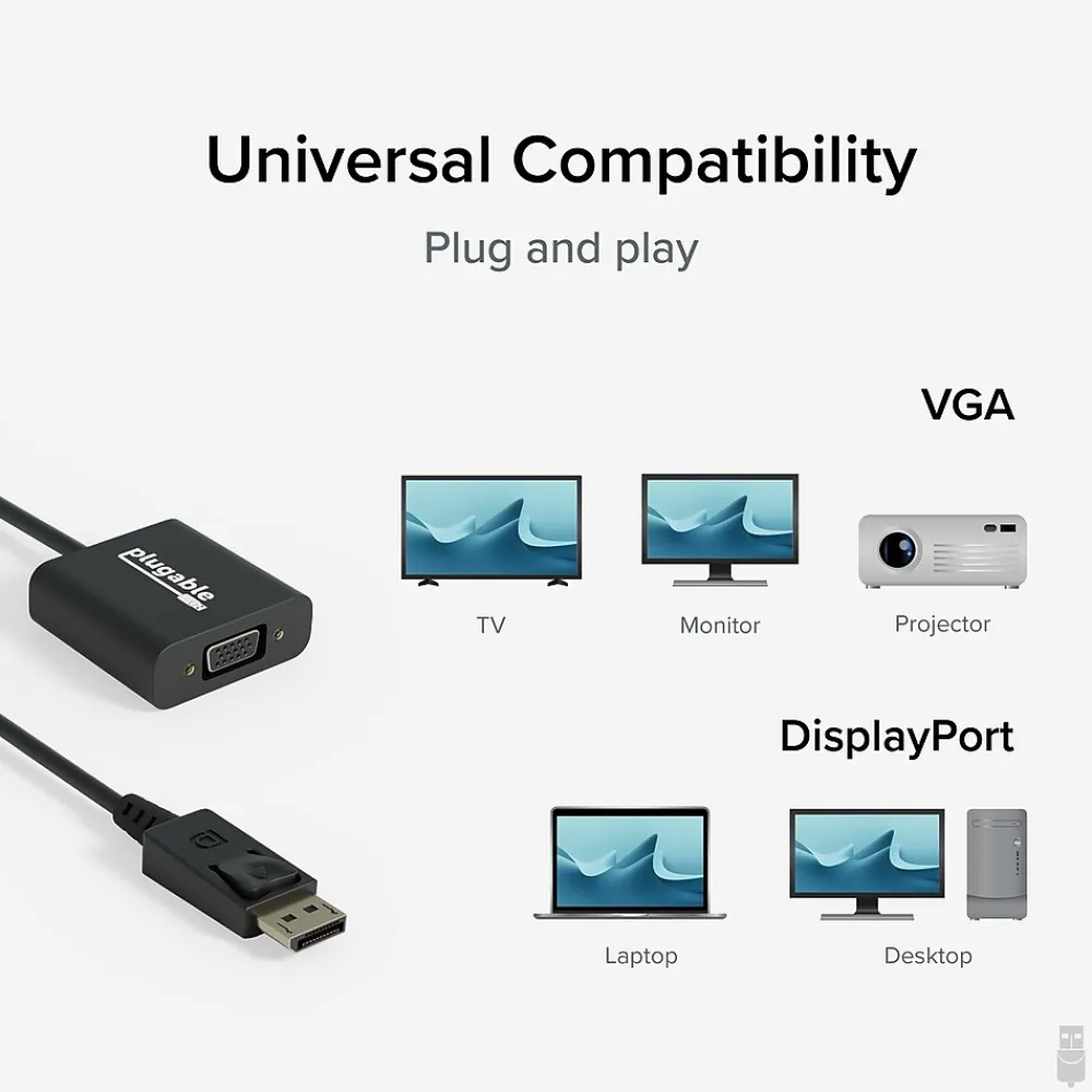 Plugable Comprehensive DPM-VGAF DisplayPort/VGA Audio/Video Cable