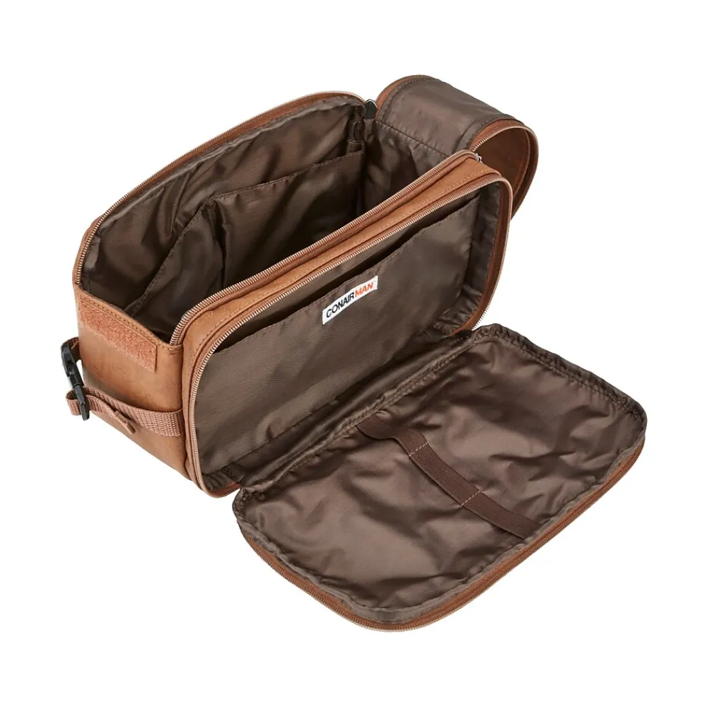 11" Faux Leather Travel Organizer, Brown (A29854)<Conair Clearance