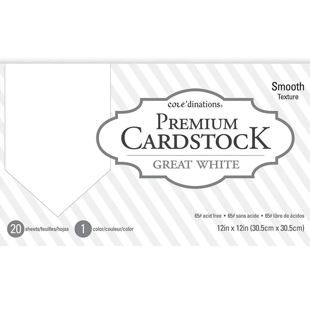 Card Stock*Core’dinations Core'dinations Premium Smooth Cardstock, Great White, 20 Sheets/Pack (377691)
