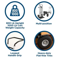 Cosco Convertible Hand Truck, 1000/800 lb. Capacity, Aluminum (12204ASB1E)