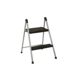 Cosco Folding Step Stool, 2-Step, 200 lb Capacity, 16.9" Working Height, Platinum/Black (11024PBL1E)