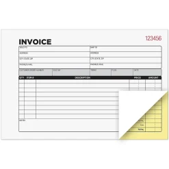 Business Forms*Cosco 2-Part Carbonless Invoices, 5.56" x 8.44", 50 Sets/Book, 5/Pack (074033PK5)