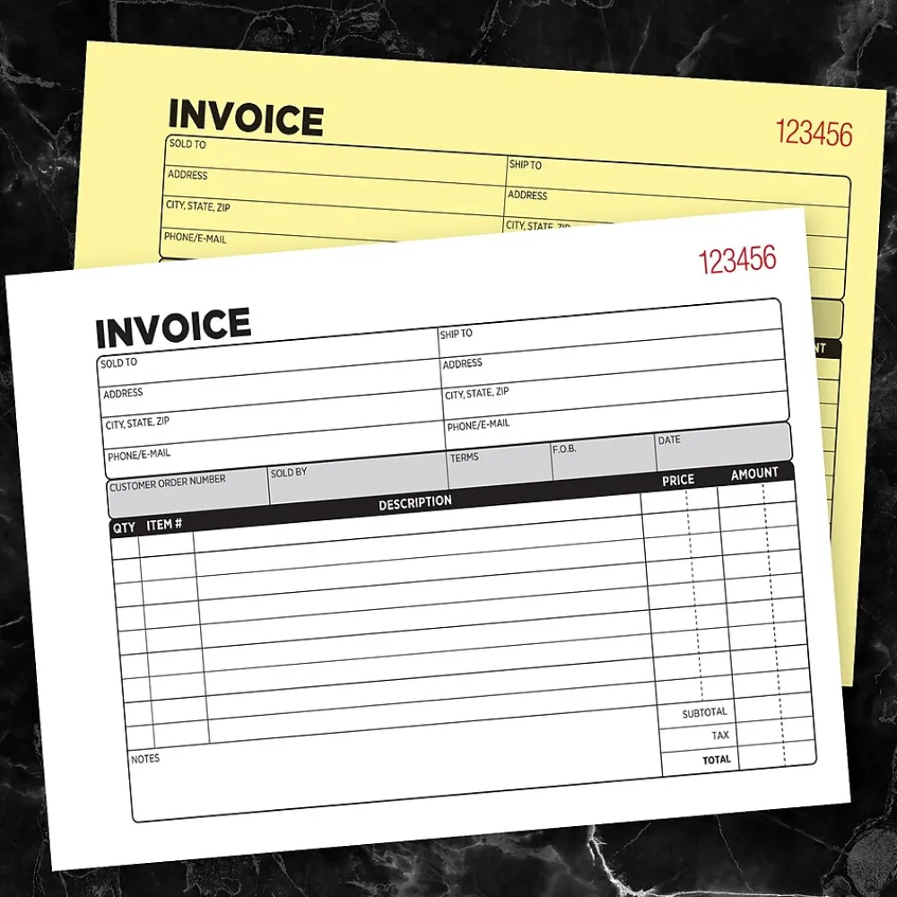 Business Forms*Cosco 2-Part Carbonless Invoices, 5.56" x 8.44", 50 Sets/Book, 5/Pack (074033PK5)