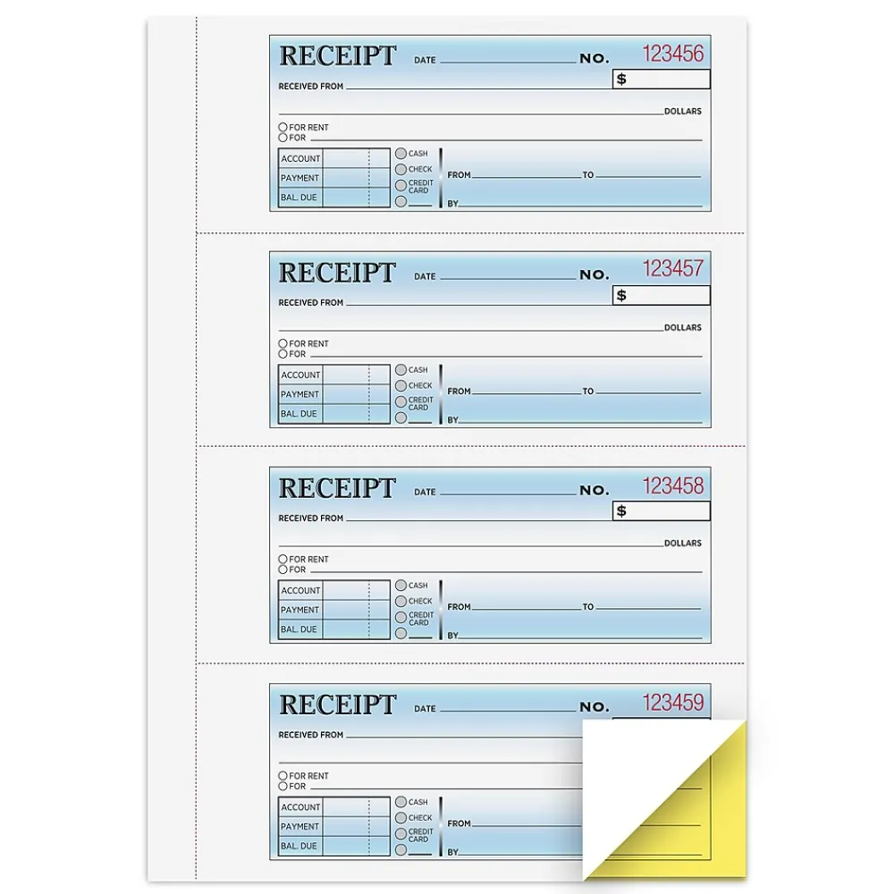 Business Forms*Cosco 2-Part Carbonless Receipts, 7.63" x 11", 200 Sets/Book (074037PK2)