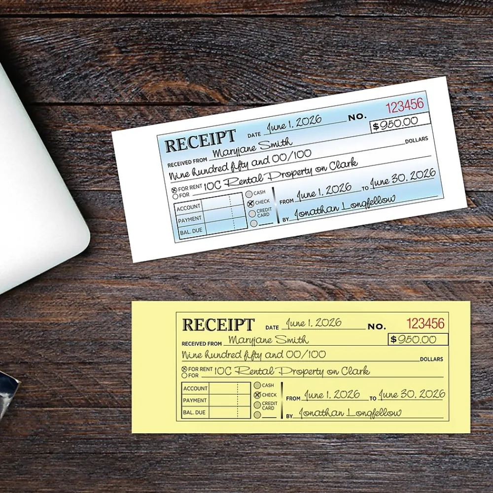 Business Forms*Cosco 2-Part Carbonless Receipts, 7.63" x 11", 200 Sets/Book (074037PK2)