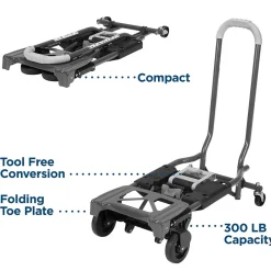 Cosco Shifter Convertible Hand Truck, 300 lb. Capacity, Black/Green (12222PBG1E)