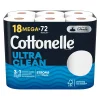 Ultra Clean Toilet Paper, 1-Ply, White, 312 Sheets/Roll, 18 Rolls/Pack (54152)<Cottonelle New