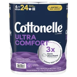 Ultra ComfortCare 2-Ply Standard Toilet Paper, White, 268 Sheets/Roll, 6 Mega Rolls/Pack (48611)<Cottonelle Hot