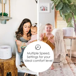 Crane HEPA Tabletop Air Purifier, 3-Speed, White (EE-7002AIR)