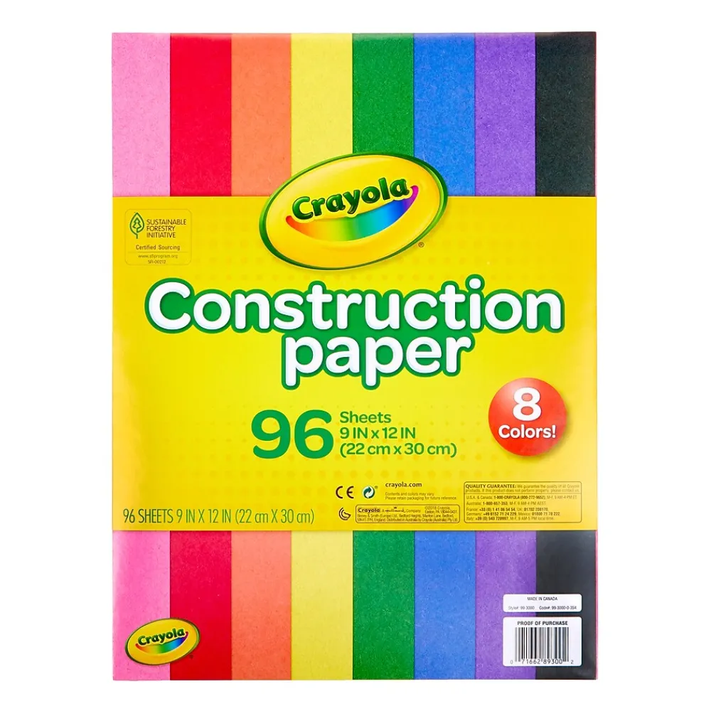 Construction Paper*Crayola 12" x 9" Construction Paper, Assorted Colors, 96 Sheets/Pack (993000)
