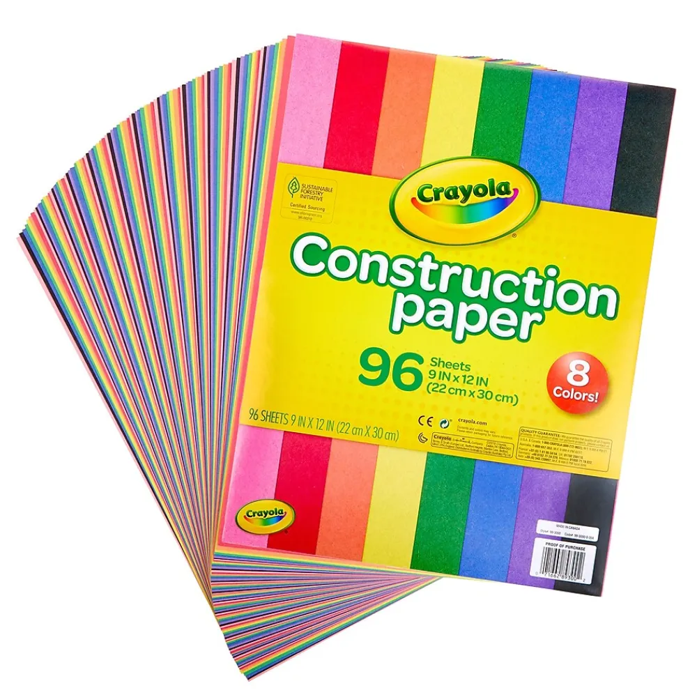 Construction Paper*Crayola 12" x 9" Construction Paper, Assorted Colors, 96 Sheets/Pack (993000)
