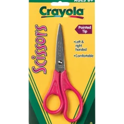 Scissors|Crayola Stainless Steel Kid's Scissors, Pointed Tip, 5-3/8" (69-3010)