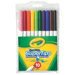 Markers|Crayola Washable Super Tip Fineline Markers, Assorted, Set of 10, Pack Of 12, (12PK-58-8610)