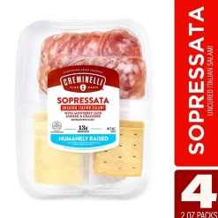 Creminelli Fine Meats Creminelli Sopressata, Monterey Jack Cheese, Crackers, 0.5, 4/Pack (220-02085)