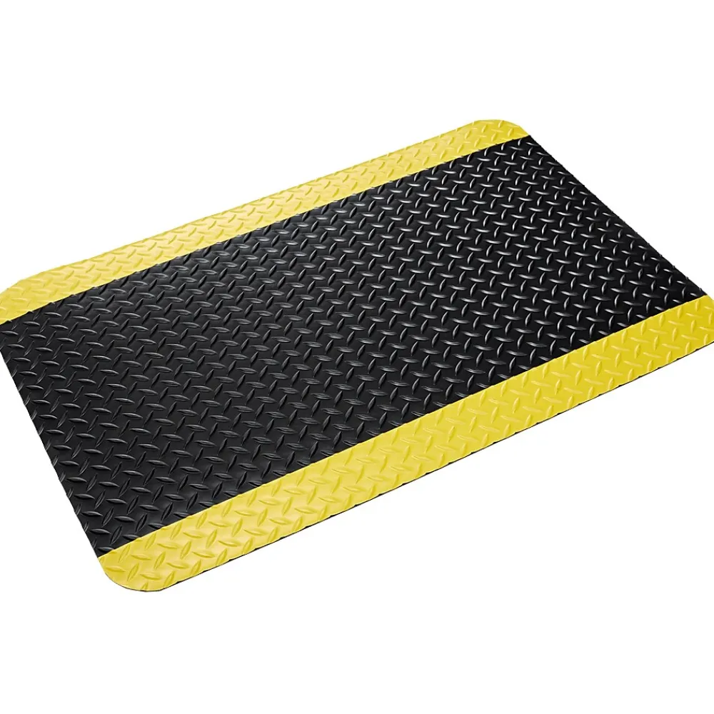 Crown Mats Workers-Delight Deck Plate Supreme Anti-Fatigue Mat, 36" x 60", Black/Yellow (WD 1235YB)