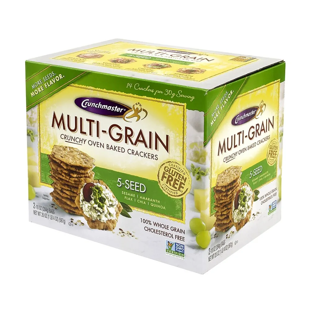 Crunchmaster Gluten Free 5-Seed Crackers, Two 10 oz. Bags/Pack (220-00757)