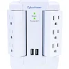 CyberPower Professional Series 6-Outlet Swivel Surge Protector, 2 USB, 1200 Joules, White (CYBSP600WSURC2)
