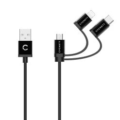 Universal 3-in-1 Braided USB Charging Cable, 3.3', Black (CY3571COCAB)<Cygnett