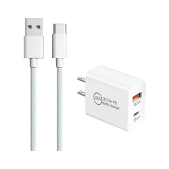 USB-A/USB-C Wall Charger, White (2in1-A-C-WHITE)<3D Luxe Online
