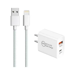 USB-A/USB-C Wall Charger, White (2in1-A-LIGHT-WHITE)<3D Luxe Sale
