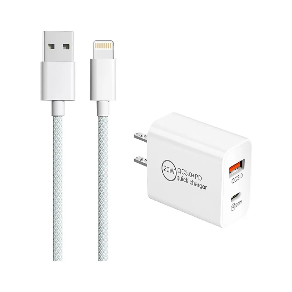 USB-A/USB-C Wall Charger, White (2in1-A-LIGHT-WHITE)<3D Luxe Sale